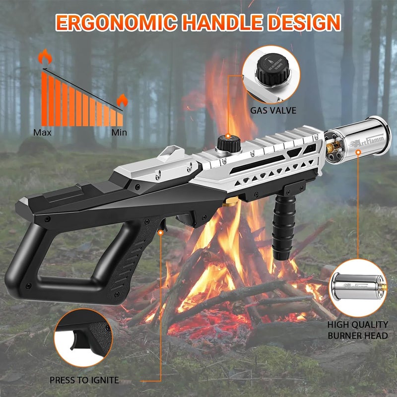 ARTFLAMM Propane Torch Gun, Powerful Cooking Grill Torch Gun, Adjustable Flamethrower Multi Use Blow Torch for BBQ, Campfire, Charcoal Wood Grills Lighter(Tank Not Included) - Image 3